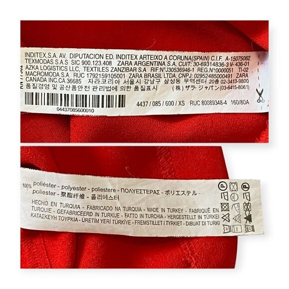 ZARA Red Shift Dress with Ruffle Sleeves Size XS - Picture 4 of 10